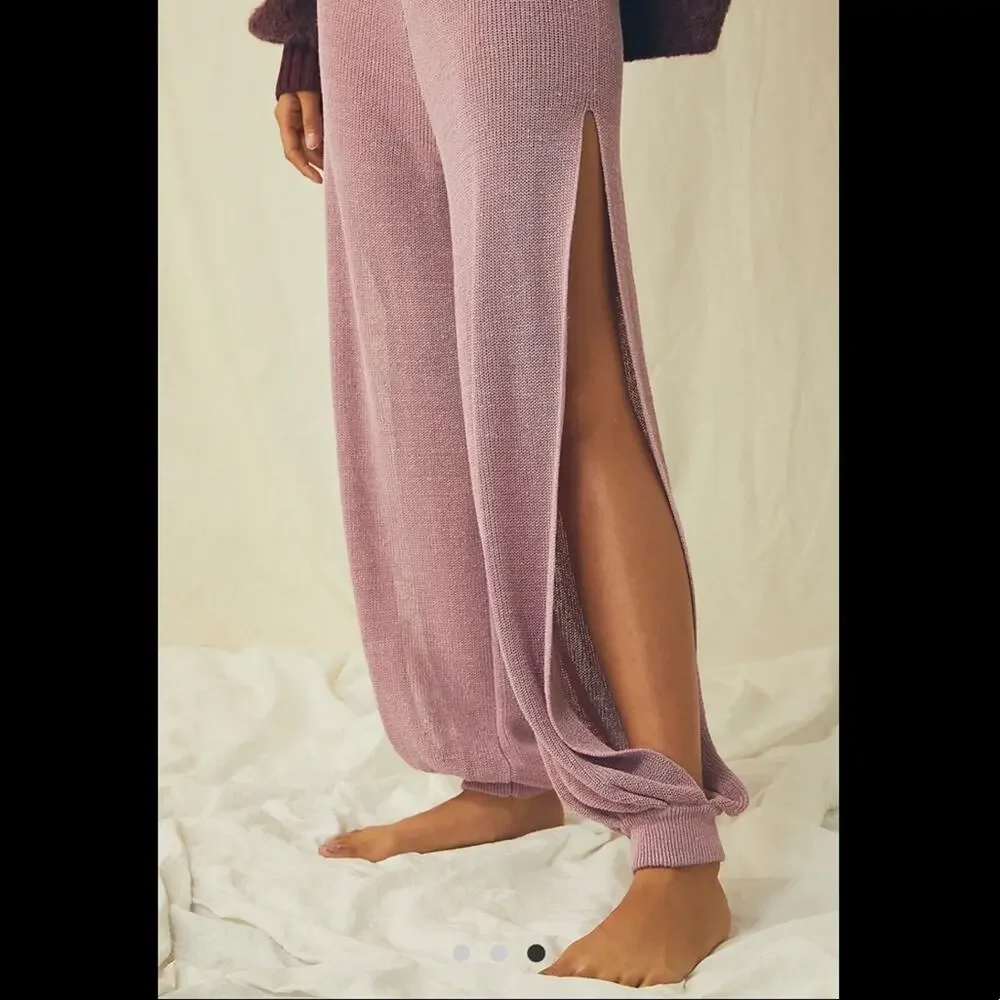FREE PEOPLE RARE! Split Open Side Leg Ankle Wide Leg Knit Pants Size XS